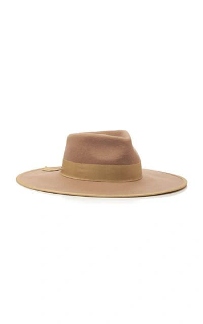 Shop Avenue Nedlands Wide Wool Fedora In Brown