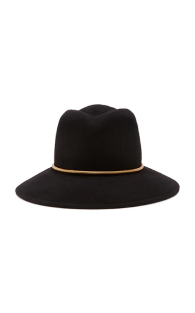 Shop Eric Javits Beatriz Wool-felt Fedora In Black