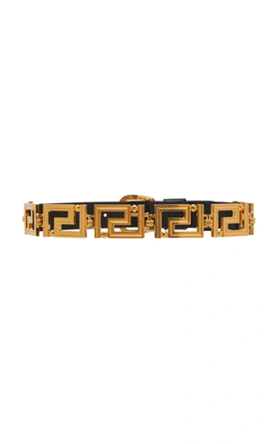 Shop Versace Leather Belt In Black