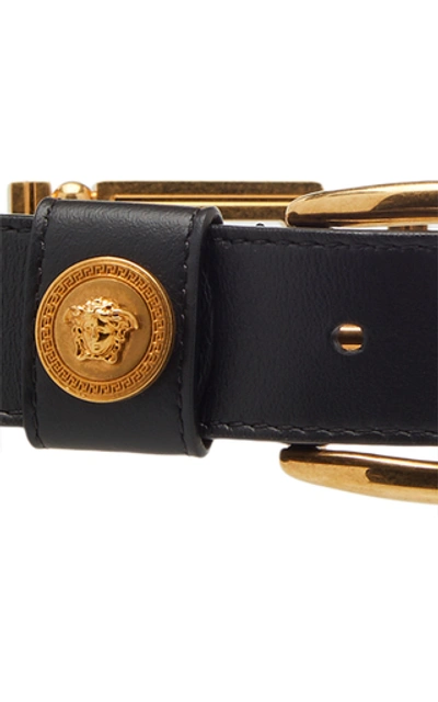 Shop Versace Leather Belt In Black