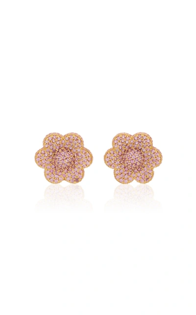 Shop Ashley Mccormick 18k Gold And Diamond Earrings In Pink