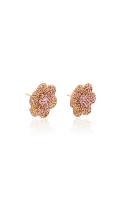 Shop Ashley Mccormick 18k Gold And Diamond Earrings In Pink