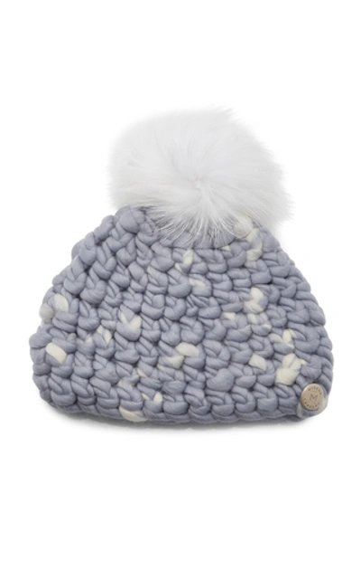 Shop Mischa Lampert Speckled Wool Pom-pom Beanie In Blue