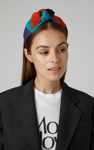 Shop Benoit Missolin Elli Bow-embellished Silk Headband In Multi