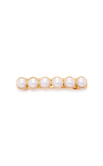 Shop Oscar De La Renta Gold-tone Faux Pearl Hair Clip