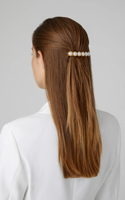 Shop Oscar De La Renta Gold-tone Faux Pearl Hair Clip