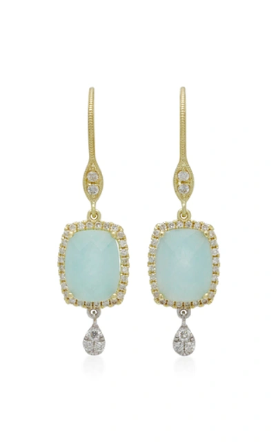 Shop Meira T Infinity 14k Gold, Amazonite And Diamond Earrings In Blue