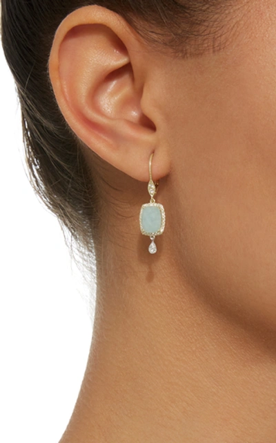 Shop Meira T Infinity 14k Gold, Amazonite And Diamond Earrings In Blue