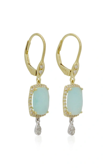 Shop Meira T Infinity 14k Gold, Amazonite And Diamond Earrings In Blue