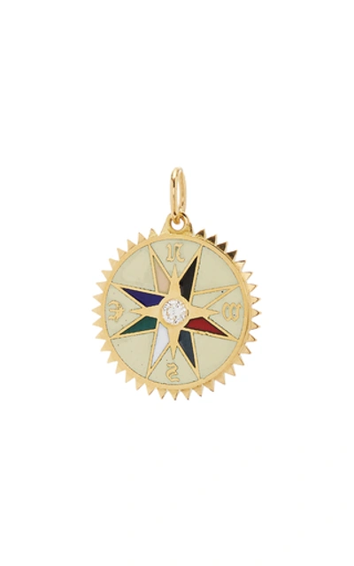 Shop Foundrae Course Correction 18k Gold, Enamel And Diamond Charm In White