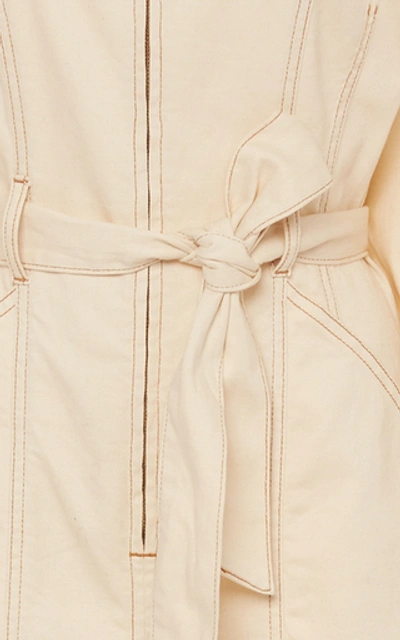 Shop Ulla Johnson Akiba Belted Cotton Wide-leg Jumpsuit In White