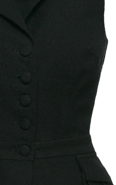 Shop Lena Hoschek Entertainer Pleated Asymmetric Cotton-blend Top In Black