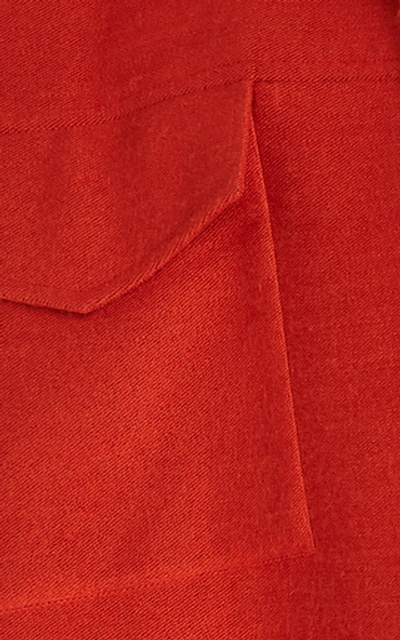 Shop Bouguessa Oversized Collared Twill Jacket In Orange