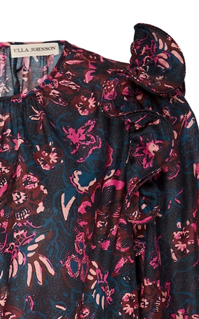 Shop Ulla Johnson Medine Floral-print Cotton-blend Blouse In Navy