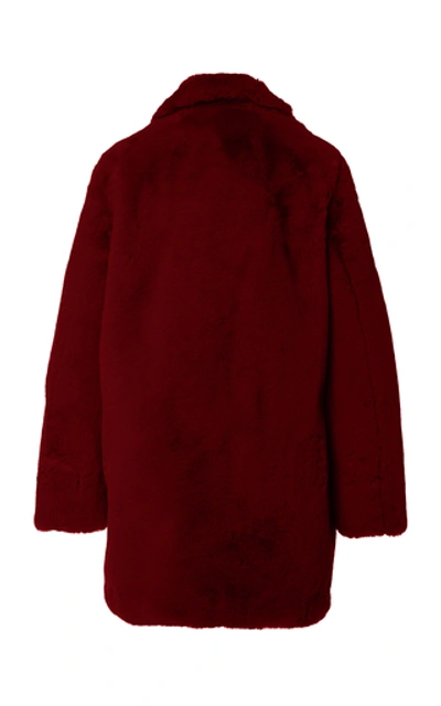 Shop Apparis Sophie Collared Faux Fur Coat In Burgundy