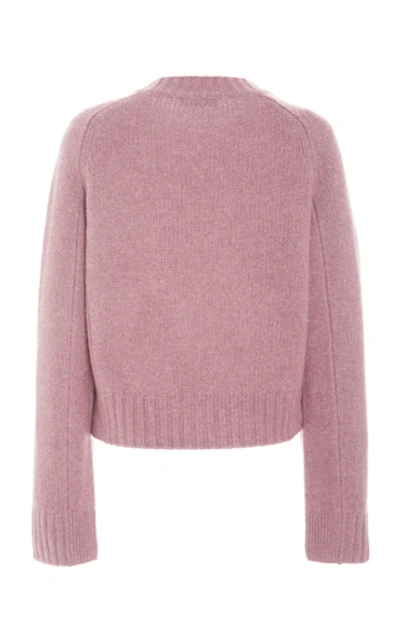Shop Vince Shrunken Intarsia-knit Cashmere Sweater In Pink