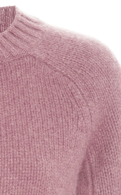 Shop Vince Shrunken Intarsia-knit Cashmere Sweater In Pink