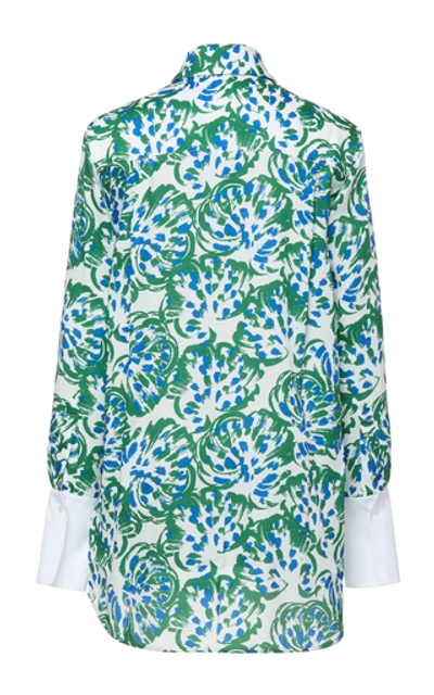 Shop Victoria Victoria Beckham Floral-print Crepe Shirt