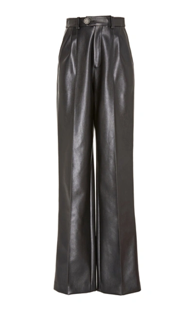 Shop Peter Do Leather Wide-leg Pants In Black