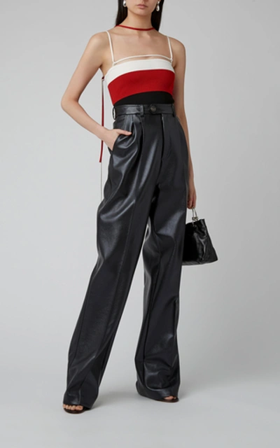 Shop Peter Do Leather Wide-leg Pants In Black