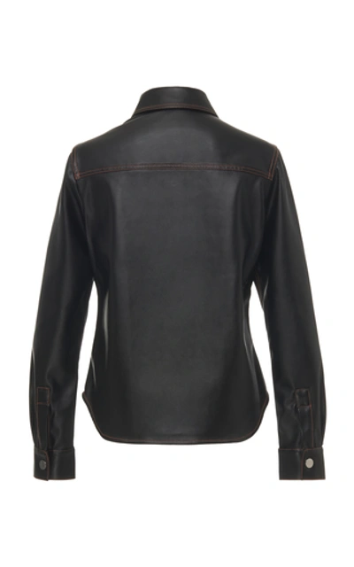 Shop Proenza Schouler Faux Leather Button Down Shirt In Black