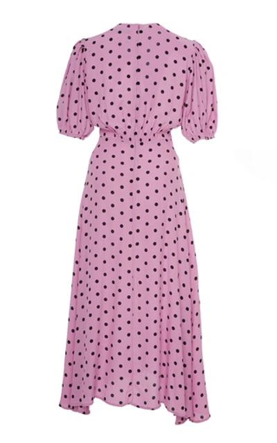 Shop Faithfull The Brand Vittoria Polka Dot Crepe Midi Dress In Print