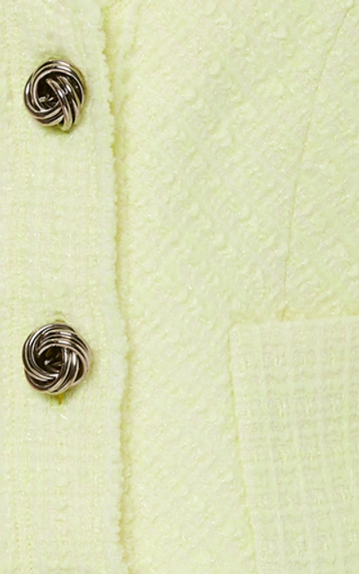 Shop Alexander Wang Bias Tweed Frayed-edge Cardigan Jacket In Yellow