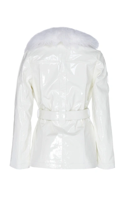 Shop Saks Potts Ritual Gloss Fur-trimmed Patent Leather Jacket In White