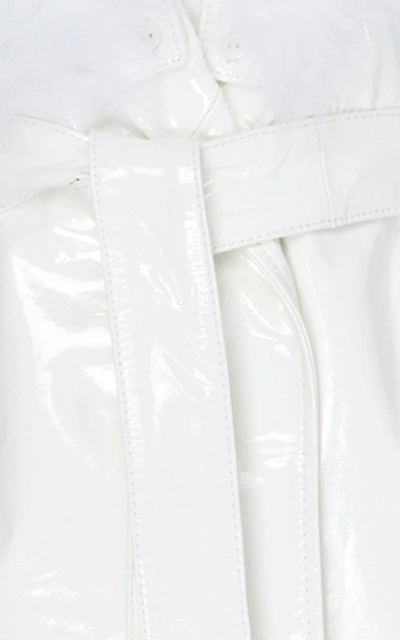 Shop Saks Potts Ritual Gloss Fur-trimmed Patent Leather Jacket In White