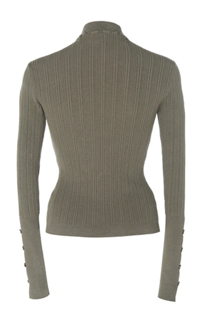 Shop Jacquemus Azur Button-accented Knit Top In Green