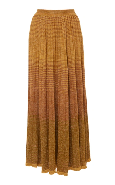 Shop Ulla Johnson Billie Metallic Stretch-knit Maxi Skirt In Gold