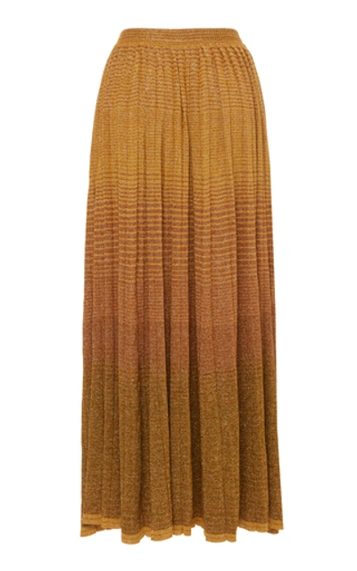 Shop Ulla Johnson Billie Metallic Stretch-knit Maxi Skirt In Gold