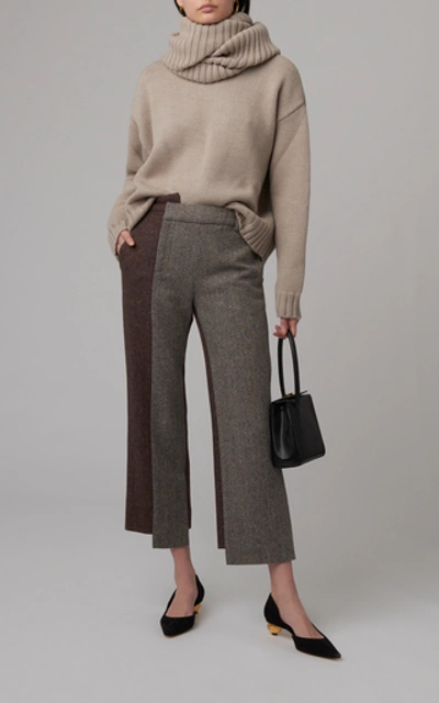 Shop Monse Two Tone Wool-blend Pants In Brown