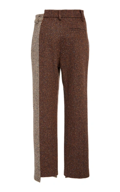 Shop Monse Two Tone Wool-blend Pants In Brown