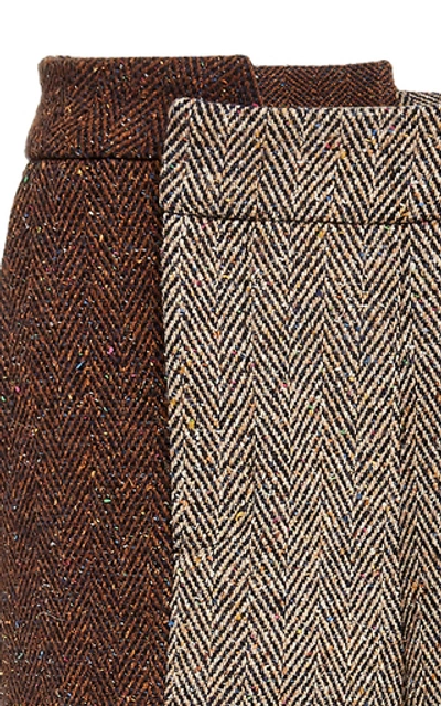 Shop Monse Two Tone Wool-blend Pants In Brown