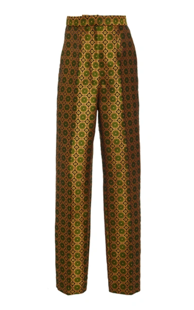 Shop Saloni Maxima Jacquard Straight-leg Pants In Multi