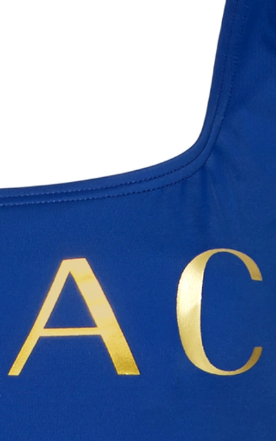 Shop Versace Logo-print Swimsuit In Blue