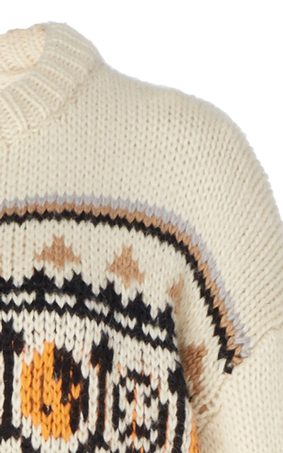 Shop Ganni Intarsia Wool And Alpaca-blend Sweater In Multi