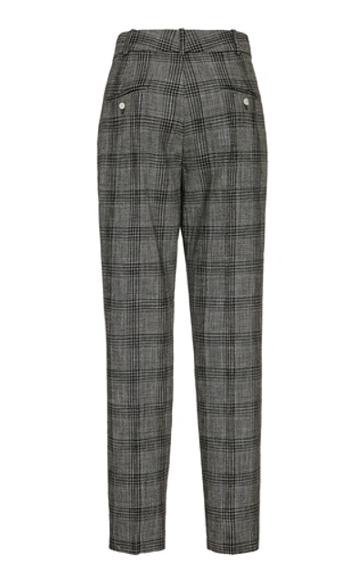 Shop Isabel Marant Sonnel Checked Cotton Slim-fit Trousers In Grey