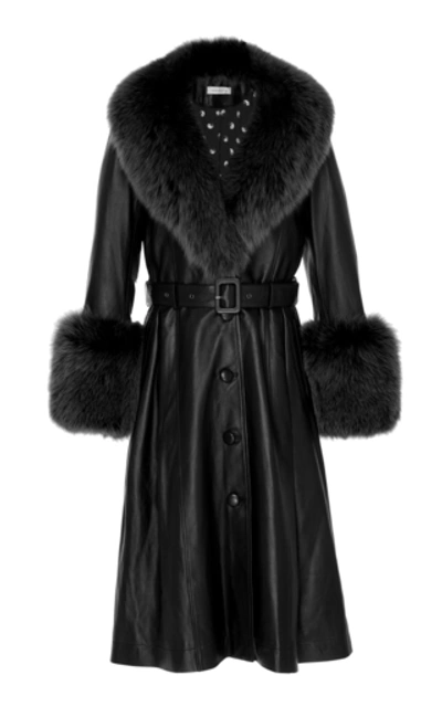 Shop Saks Potts Foxy Fur-trimmed Leather Coat In Black