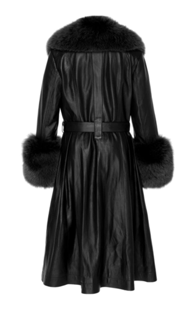 Shop Saks Potts Foxy Fur-trimmed Leather Coat In Black