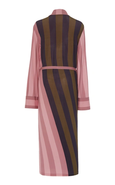 Shop Jw Anderson Belted Striped Crepe De Chine Maxi Dress