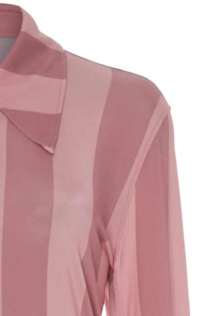 Jw Anderson Belted Striped Crepe De Chine Maxi Dress In Stripe
