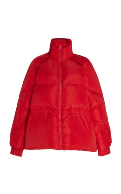 Shop Ganni Shell Quilted Down Jacket In Red