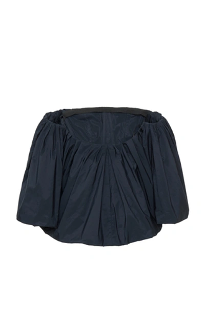 Shop Givenchy Off-the-shoulder Taffeta Top In Navy