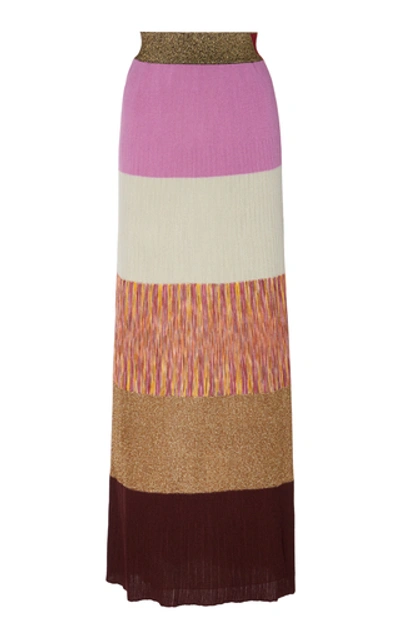 Shop Missoni Colorblocked Knit Lurex Maxi Skirt In Multi