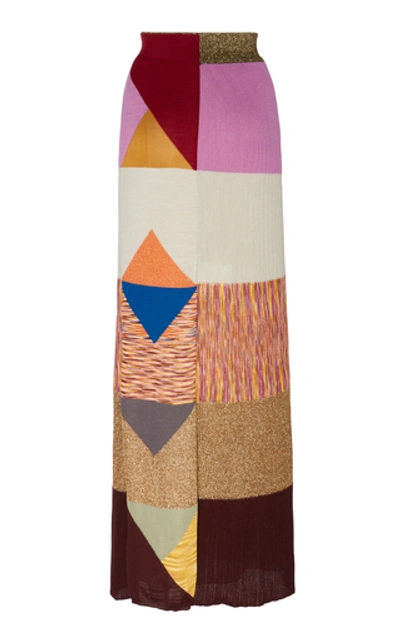 Shop Missoni Colorblocked Knit Lurex Maxi Skirt In Multi