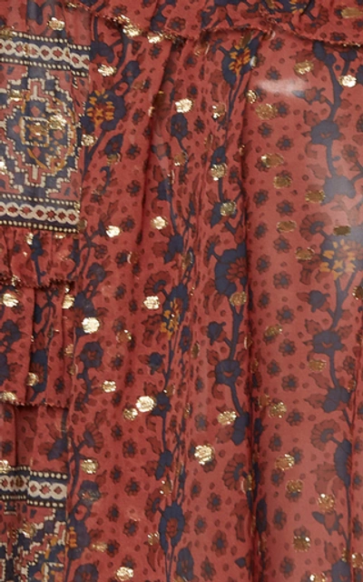 Shop Ulla Johnson Eleni Printed Silk Blned Top In Red