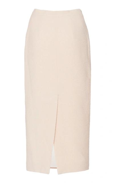 Shop Alessandra Rich Wool-blend Tweed Midi Skirt In White