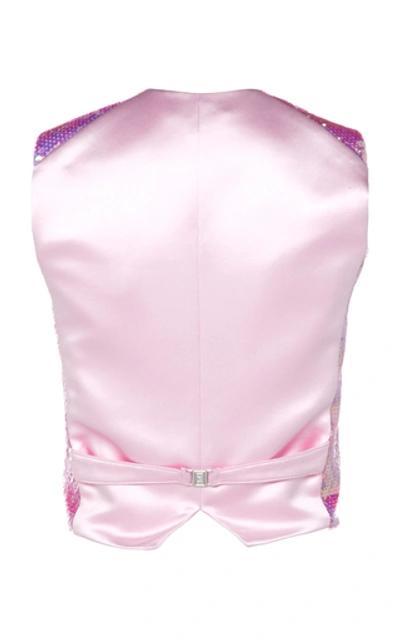 Shop Paco Rabanne Sequin-embellished Cropped Vest In Pink